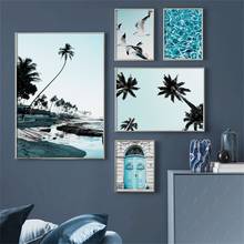 Blue Sea Bird Coconut Tree East Gate Wall Art Canvas Painting Nordic Posters And Prints Wall Pictures For Living Room Decoration 2024 - buy cheap