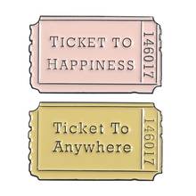 Pin esmaltado de Tickets to Happiness Anywhere, broches de Tickets Vintage personalizados, para ropa, solapas, insignias, regalo de joyería creativo 2024 - compra barato