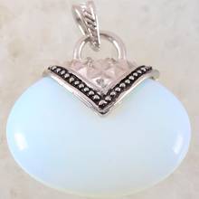 Oval Pendant 40x40MM Natural Stone CAB Cabochon Bead White Opal Fit Necklace For Men Women Jewelry Gift K1180 2024 - buy cheap