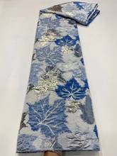 Latest Blue Leaves Design African Brocade Lace Fabric 2021 Nigerian Jacquard Material Damask Cloth Tissus Telas Stoff PJZ1 2024 - buy cheap