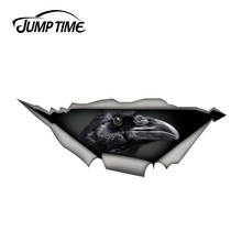 Jump Time 13cm x 4.8cm Crow black bird Sticker Torn Metal Decal Wild Animal Funny Car Stickers Window Bumper 3D Car Styling 2024 - buy cheap