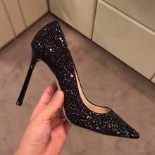 Moraima Snc Black Glitter Embellished High Heel Shoes Sexy Pointed Toe Party Wedding Heels Thin Heels Woman Dress Shoe 2024 - buy cheap