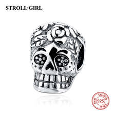 fine 100% Real 925 Sterling Silver Skull Jewelry Beads Fit Original European Bracelet Pendant Authentic Jewelry For Mother 2024 - buy cheap