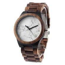 Dropshipping Handcrafted Water Resistant 100% Wooden Band Strap Customised White Marble Wood Wrist Watches for Men 2024 - buy cheap