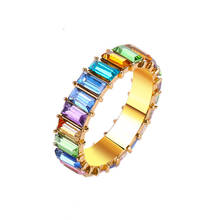 Bohemia Fashion Colorful Fingure Rings For Women Crystal Square Zircon Stone Rainbow Ring Jewelry Charming Gift Size 6 -10 2024 - buy cheap