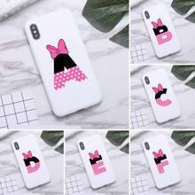 Cartoon mouse bow 26 letters Phone Case for iPhone 12 mini 11 Pro Max X Candy white Silicone cover 2024 - buy cheap