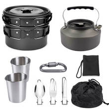 1 Set Outdoor Pots Pans Camping Cookware Picnic Cooking Set Non-stick Tableware With Foldable Spoon Fork Knife Kettle Cup 2024 - buy cheap