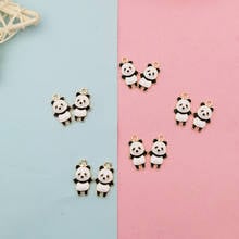 Oil dripping alloy cartoon animal DIY accessories half face stereo panda earrings earrings necklace pendant bracelet 2024 - buy cheap