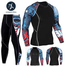 New Jogging compression run Set long sleeve MMA tactics Quick-drying Gym T-shirt Leggings Suit Sportswear Fitness Running suit 2024 - buy cheap
