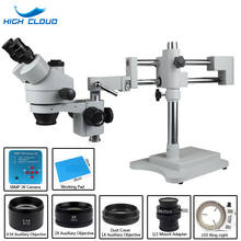 Microscopio estéreo Trinocular Focal con Zoom doble de 7X-45X, Microscopio Industrial con aumento para reparación de cámara de vídeo, HDMI, USB 2024 - compra barato