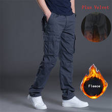 Winter Fleece Warm Cargo Pants Mens Overalls Loose Straight Multi-pocket Trouser Outdoor Sport Plus Velvet Thermal Military Pant 2024 - buy cheap