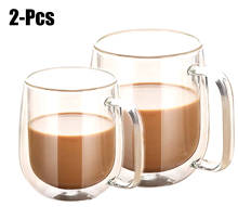 2Pcs Double Wall Heat-Resistant Couple Lovers Coffee Mugs Brief Glass Insulated Milk Tea Cups Drink Glass Mugs Drinking Utensils 2024 - buy cheap