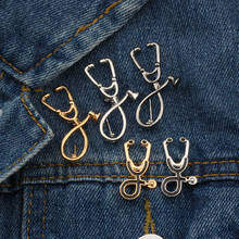 Брошь эмалированная в форме стетоскопа, значок на воротник из джинсовой ткани, для врачей, медсестер, портфель, 2 вида 2024 - купить недорого