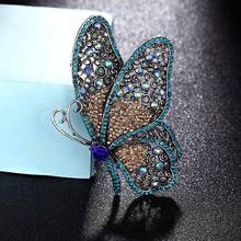 Zlxgirl antique silver vintage big butterfly shape brooch jewelry fashion women rhinestone Hijab Pins Clothes Suit Accessories 2024 - buy cheap