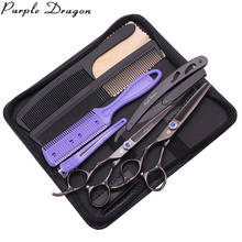 Left Hand Hair Cutting Scissors 5.5" Purple Dragon Black 440C 8002# Professional Barber Scissors Thinning Scissors Plum Handle 2024 - buy cheap