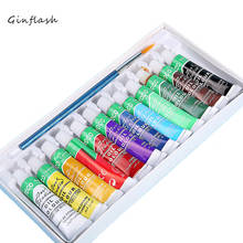 Ginflash-pinturas al óleo profesionales, 12 colores, 6ml/tubo, pigmentos para dibujar, suministros de arte, juego con pincel de pintura 2024 - compra barato