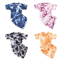 Tie dye bebê conjunto 2021 novo verão crianças terno roupas meninos e meninas camisa shorts duas peças moda, #5977 2024 - compre barato