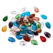 Colgantes de cristal para fabricación de joyería DIY, 100 Uds., colores mixtos, facetados, 22x13x7mm, agujero: 1mm 2024 - compra barato