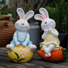 Outdoor Gardening Resin Cute Animal Rabbit Flower Pot Ornaments Courtyard Park Furnishing Crafts Villa Balcony Figurines Decor 2024 - buy cheap