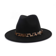 Sombrero de fieltro de lana para hombre y mujer, sombrero de fieltro de lana lisa con visera plana, Panamá, sombrero de fieltro con hebilla de cuero decorada, Color negro, 12 colores 2024 - compra barato