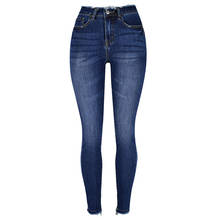 Jeans feminino de 90% algodão, nova moda para primavera e outono, rasgado, azul lavado, de escritório, 2021 2024 - compre barato