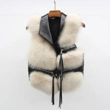 Chaleco de piel de Invierno para mujer, chaqueta de piel de zorro Real sin mangas con piel auténtica 2024 - compra barato
