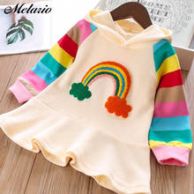 Melario-Vestido de manga larga para niñas, ropa informal de otoño con rayas de arco iris 2024 - compra barato