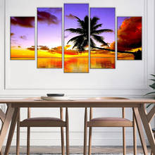 Modern Painting Framework Art Poster Wall 5 Panel Palm Trees Landscape Picture Home Decor Print On Canvas For Living Room 2024 - buy cheap