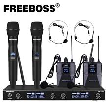 FREEBOSS FB-U400 UHF с фиксированной частотой караоке беспроводной микрофон Профессиональный 4 беспроводной ручной микрофон 4-канальный беспроводной 2024 - купить недорого