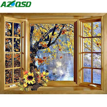 AZQSD Diamond Painting Windows Cross Stitch Handmade Diamond Embroidery Tree Scenery Picture Of Rhinestones Home Decor Gift 2024 - buy cheap