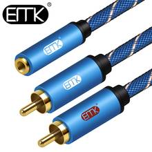 Emk cabo estéreo de 3.5mm fêmea, cabo divisor de áudio aux para 2 rca, cabo de 3.5mm para 2 rca macho e divisor para celular, tablet, mp3 e alto-falante, 1ft 2024 - compre barato