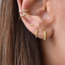 925 sterling silver minimalist no cz small beaded earring For Women tiny mini huggie hoop earring vermeil multi piercing hoops 2024 - buy cheap