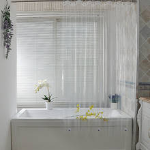 Занавеска для душа, водонепроницаемая белая пластиковая занавеска для ванной s-образной формы, прозрачная занавеска для ванной комнаты от плесени PEVA, роскошная домашняя занавеска с крючками 2024 - купить недорого
