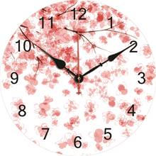 Relógio de parede de madeira 16 tamanhos, relógio romântico de primavera rosa flor de pêssego, numeral árabe, silencioso, para decoração de casa, cozinha, arte 2024 - compre barato