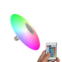 Bombilla UFO inteligente RGB con Bluetooth para música, soporte de lámpara E27/B22 con 24 teclas, control remoto, AC85-260V, 30W 2024 - compra barato
