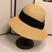Шляпа соломенная HT064 Женская, Пляжная Панама с широкими полями и защитой от ультрафиолетовых лучей, летняя 2024 - купить недорого