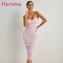 Karlofea-vestido básico sencillo y elegante para mujer, traje Sexy con tirantes, Espalda descubierta, fruncido, trajes de verano para todos los días, moda para fiesta 2024 - compra barato