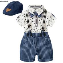 2021 Summer Boys Clothing Sets Newborn Baby Romper Sets Boy Gentleman Suits for 0-24M Bow Tie+Romper+Shorts+Hat 4pcs/Set Clothes 2024 - buy cheap