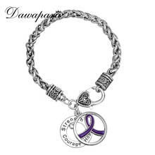 Dawapara-pulsera inspiradora para mujer, joyería de concientización sobre el cáncer de mama, brazalete de cuerda púrpura, fuerza y valor 2024 - compra barato