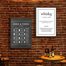 Black White Whisky Letter Quotes Poster Beer and Food Pairings Chart  Canvas Painting Wall Art Pictures For Bar Kitchen Decor 2024 - buy cheap