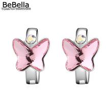 BeBella-pendientes pequeños de 0,8 cm para mujer y niña, Piercing mariposa, 7 colores, cristales de Swarovski chapados en rodio, joyería para regalo 2024 - compra barato