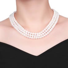 Collar de perlas de agua dulce natural AAA + 8-9mm, collar de perlas de tres capas, moda para mujer 2024 - compra barato