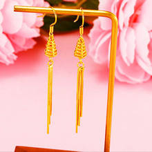 Vintage 24K gold Color Long Thread Tassel Drop Earrings for Women Never fade Glossy Geometric Korean Earring Fashion Jewelry 2024 - buy cheap