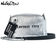 NIGEDU-mini Bolso con solapa de lujo para mujer, bandolera con cadena, bolso de mano con remaches de diseñador, Cartera de mano femenina 2024 - compra barato
