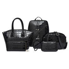 High Quality Pu Leather Handbags Women Bags Fashion Ladies 6 Pieces Set Shoulder Bag Luxury Designer Crocodile Female Tote Bags 2024 - buy cheap