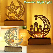 EID Mubarak Wooden Pendant with LED Candles Light Ramadan Decorations For Home Islamic Muslim Party Eid Decor Kareem Ramadan 2024 - buy cheap