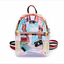 Transparent See Through Women Girls Backpack  PVC Female Laser Jelly Satchel Multi-use Mini Backpack Small School Bag /BY 2024 - buy cheap