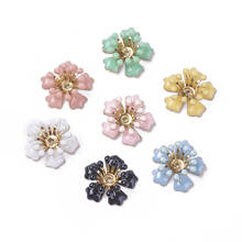 50/100pcs Mixed Color Brass Flower Bead Caps End Caps Charms Pendant with Enamel and Rhinestone for Jewelry Making DIY Findings 2024 - buy cheap