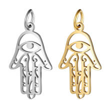 Fnixtar-Colgante de Metal para fabricación de joyas, accesorios de acero inoxidable pulido con espejo, HAMSA, 13x25mm, 5 unids/lote 2024 - compra barato