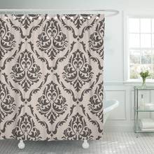 Tecido damask cinza padrão floral para galeria barroca vitoriana cortina de chuveiro à prova d' água em tecido de poliéster 60x72 polegadas conjunto 2024 - compre barato